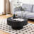 30.5'' Modern Drum Round Black Wooden Smooth Coffee Table For Living Room&bedroom-1559526088