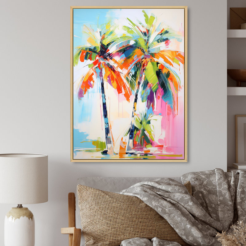 Colell Palm Trees Palm IV sur toile, H 40 po x l 30 po x P 1,5 po, Cadre naturel flottant