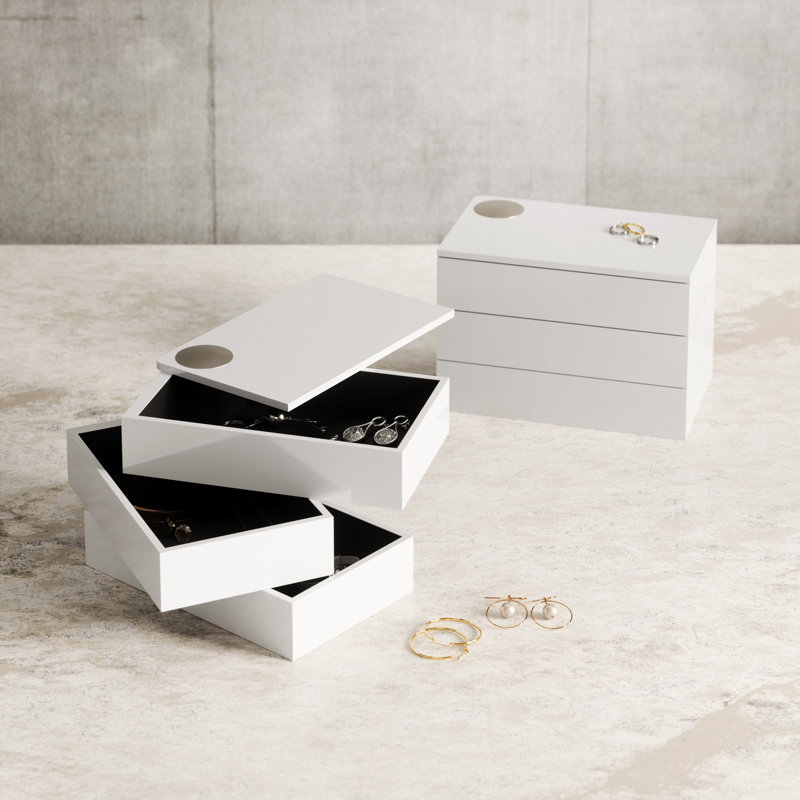 Spindle White Storage and Jewelry Box