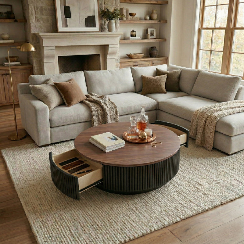 Drum Coffee Table with Storage