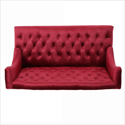 Loveseat Modern Glam Wingback Button Tufted for Living Room | Burgundy Red | Velvet