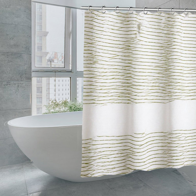 Rideaux de douche abstraits à rayures ondulées ， 71 × 71