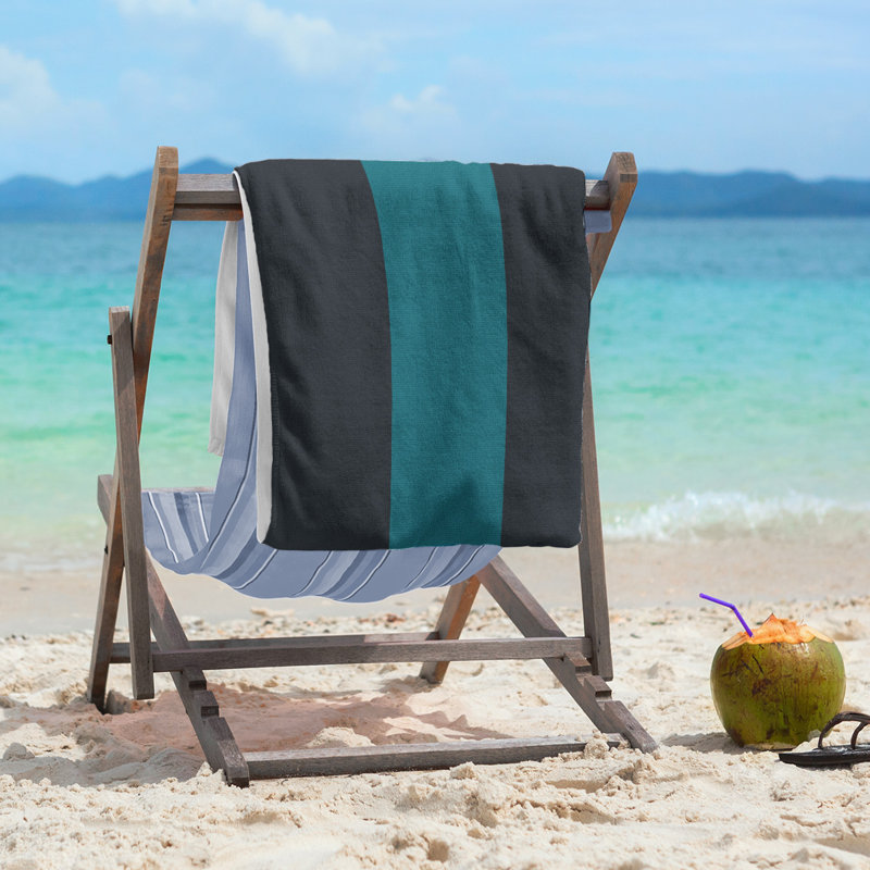Beach Towel, Black/Aqua