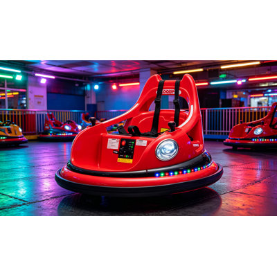 12V Kids Ride On Bumper Car, 2.4G Remote Control, Bluetooth LED Lights, 360 Spin ASTM CPC Toddler Electric Toy With 5-Point Harness Dual Drive