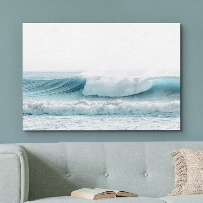Coastal Beach " Blue Ocean Wave On Washed Out Beach Nature Landscape Photography Modern Nautical Scenic "