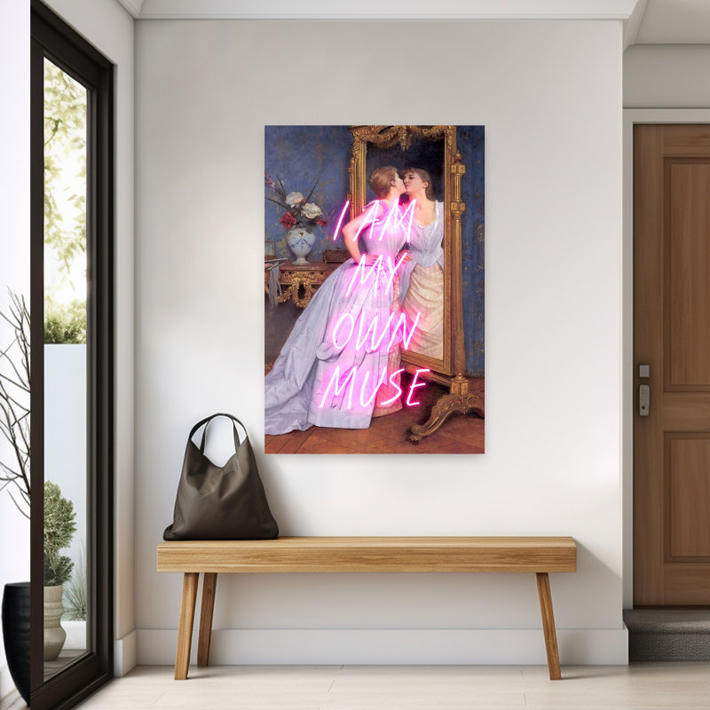 My My Muse Neon Classic Elegant Modern Portrait, art mural, 60" H x 40" W
