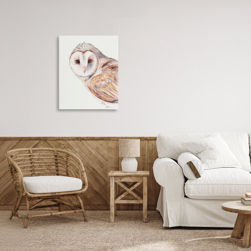 Toile Peeking Barn Owl Gaze, design par Cady, H 20 po x l 16 po