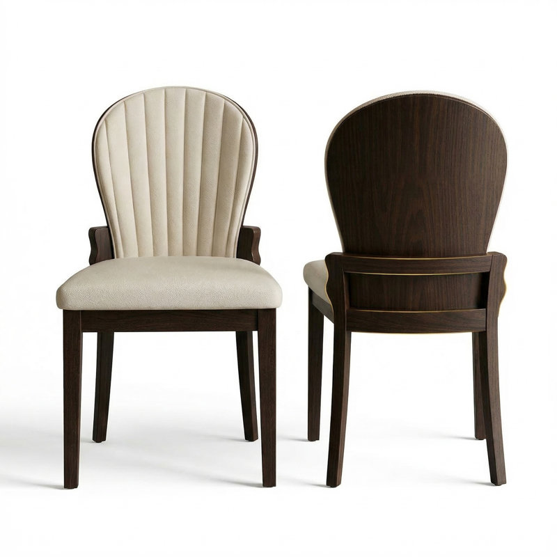 Modern Apartment Dining Chairs (Set Of 2) With Solid Wood Frame, Space-Saving Beige Leather Seating For Small Kitchens And Cozy Dining Nooks