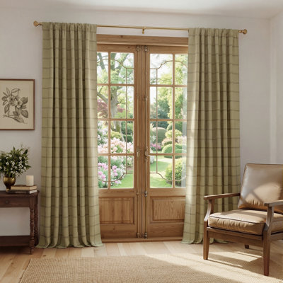  100% Blackout Plaid Farmhouse Curtains for Living Room/Bedroom Checkered Drapes Thermal Insulated Privacy Protection Rod Pocket Back Tab, 2 Panels