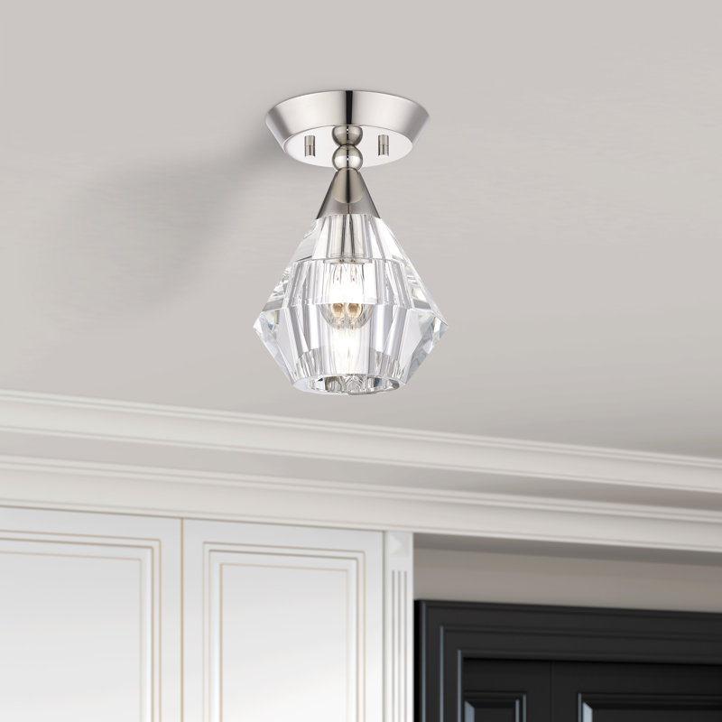 Plafonnier encastré en cristal Pontus, Nickel poli