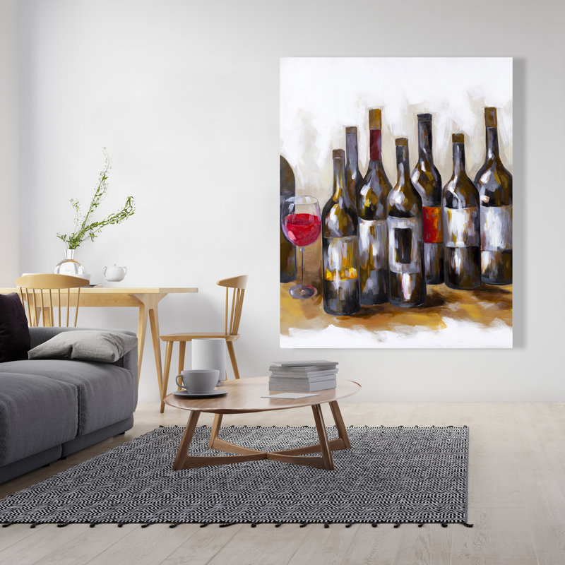 Bouteilles de vin rouges - Toile de cuisine contemporaine