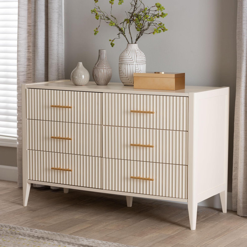 Commode 6 tiroirs Wooley, Ivoire ivoire