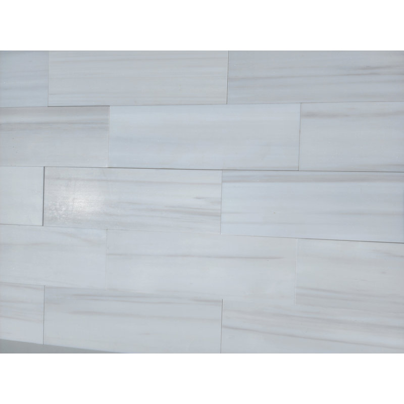 Bianco 4" x 12" Dolomite Marble Look Floor Use Tile