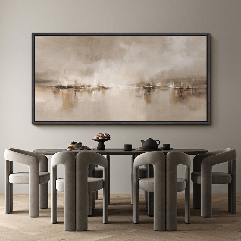 Grande impression sur toile encadrée, impression de paysage abstrait pour la décoration intérieure moderne, Noir