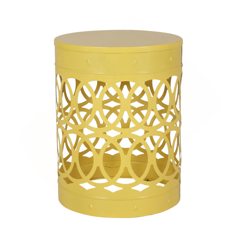 Outdoor Metal End Table -Large, Yellow