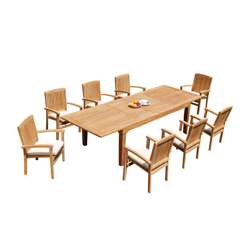 Ensemble repas 9 pièces teck Matamoros, 8