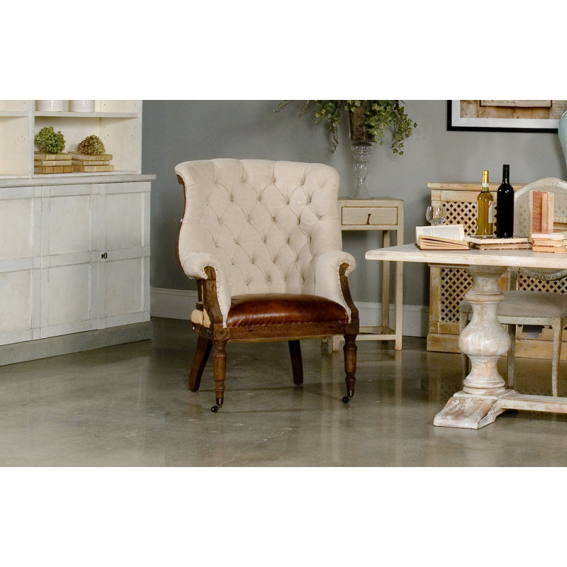 Welsh Leather Tufted Wingback Chair