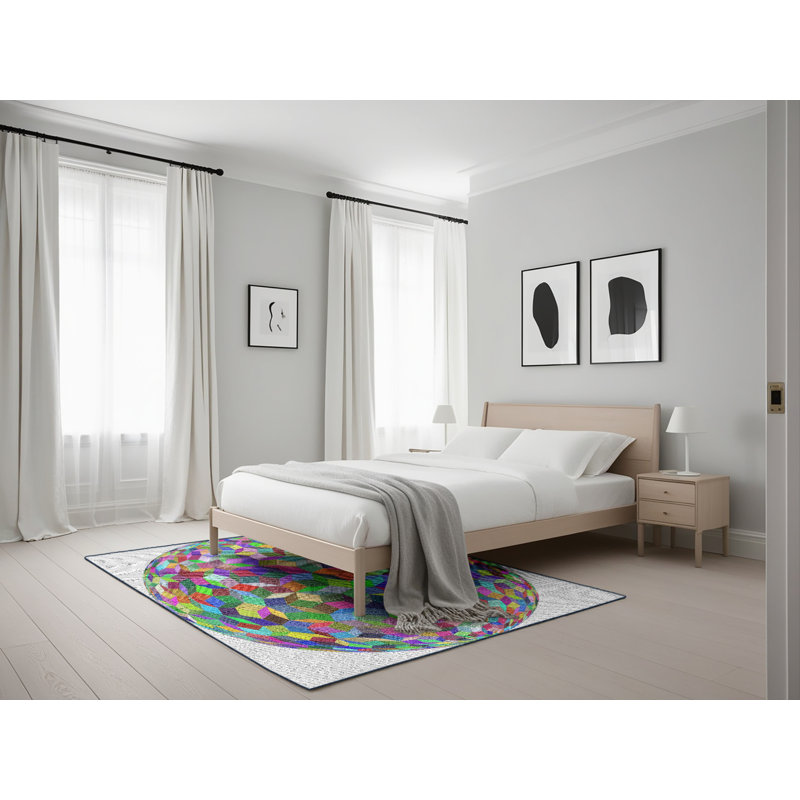 Tapis jaune / bleu / rouge Power Loom, Rectangle 5 pi x 7 pi