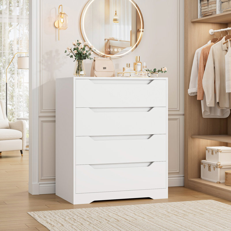 Basanti 4-Drawer Handleless Chest, White