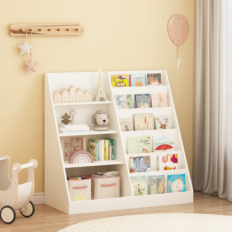 Organisateur de bibliothèque pour enfants 34,6 po, blanc, Blanc