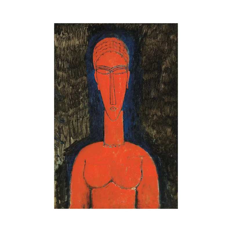Red Bust, Caryatid, 1913 by Amedeo Modigliani - Wrapped Canvas Painting, 30.48cm H x 20.32cm W x 1.905cm D