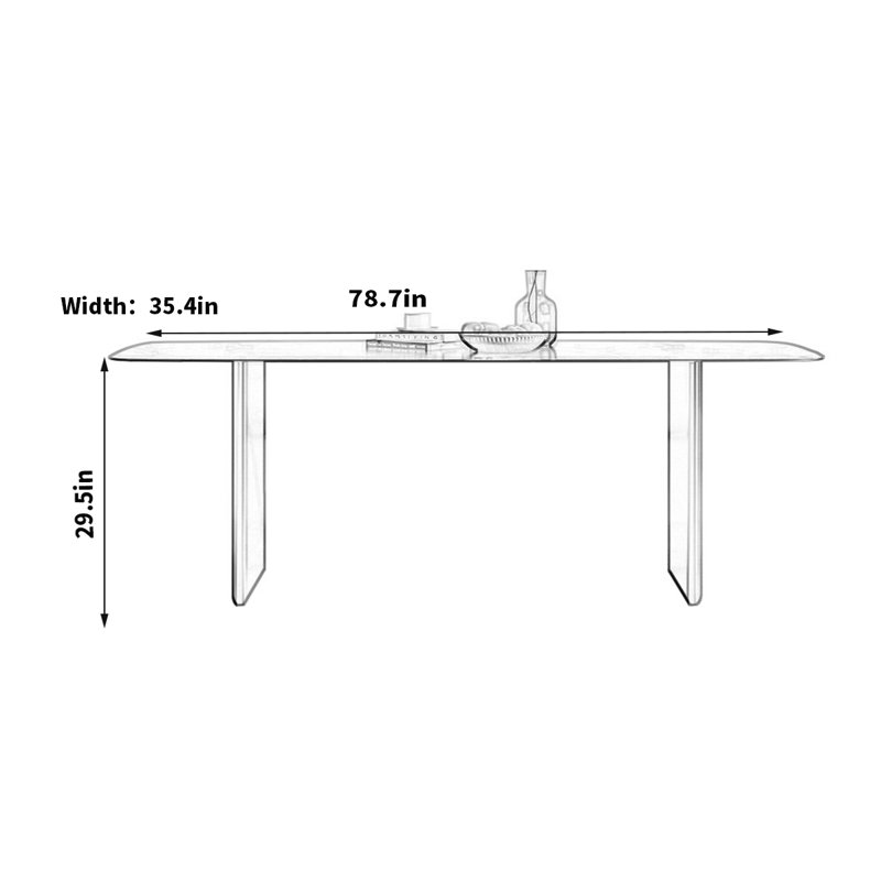 Reynal Metal Base Dining Table, 29.5" H x 78.7" L x 35.4" W