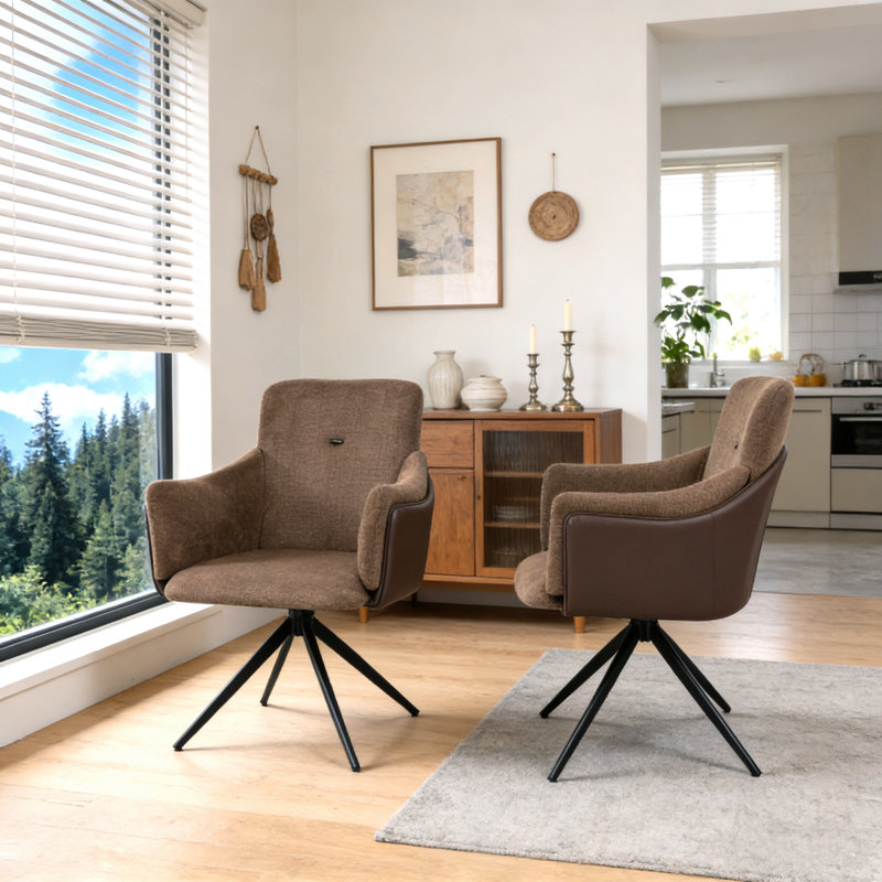 Chaises de bureau pivotantes à 360 °, Marron foncé