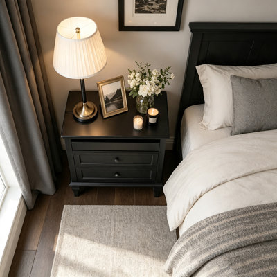 28" Wood Nightstand with Charging Station