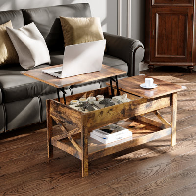 Table basse à plateau relevable avec rangement