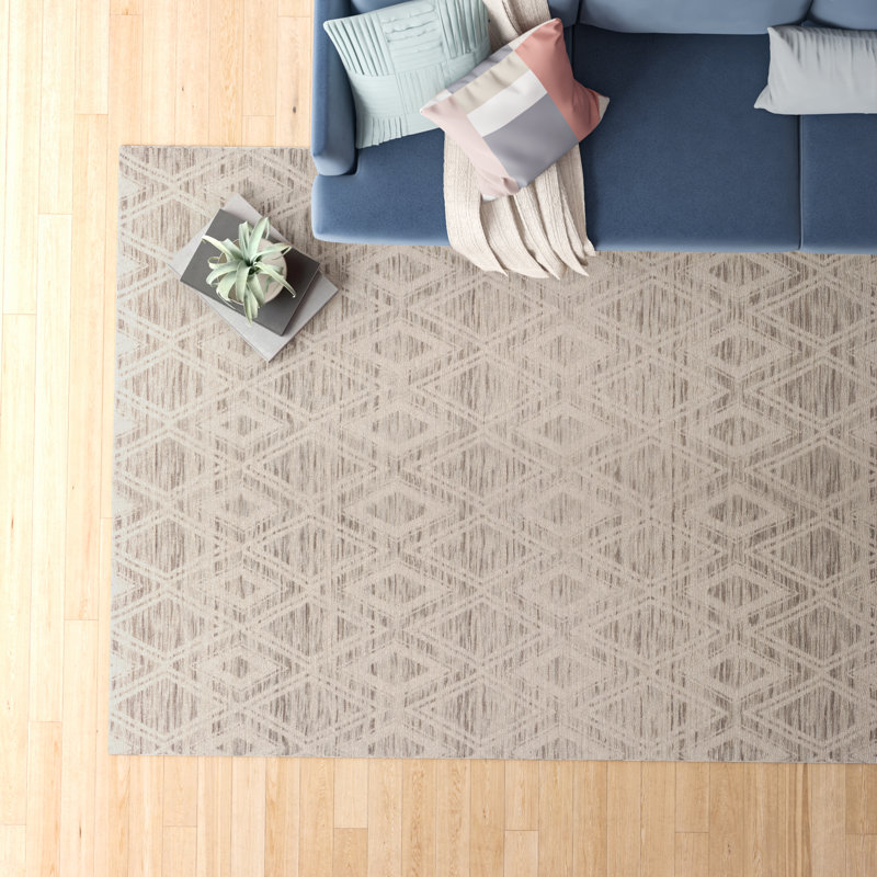 Amritpal Hand Loomed Wool And Cotton With Latex Geometric Rug, Rectangle 8' x 10'