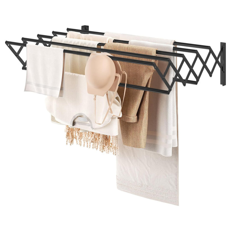 Foldable Clothes Airer Wall Mounted, Black