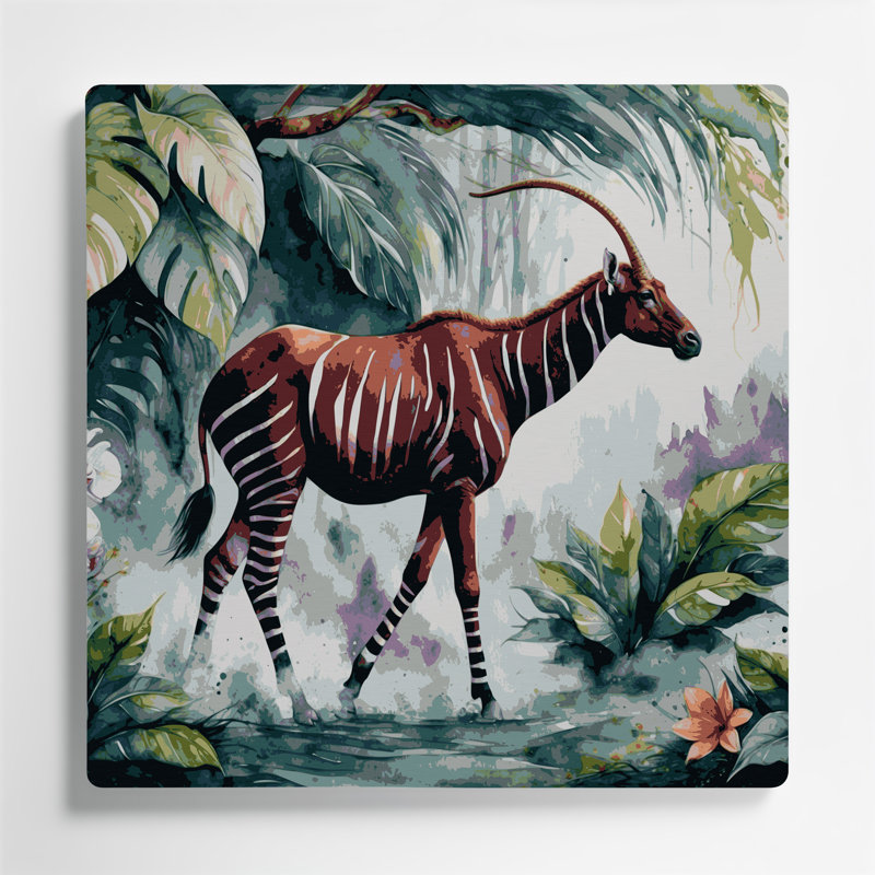 Faune, Okapi, art mural gris en métal