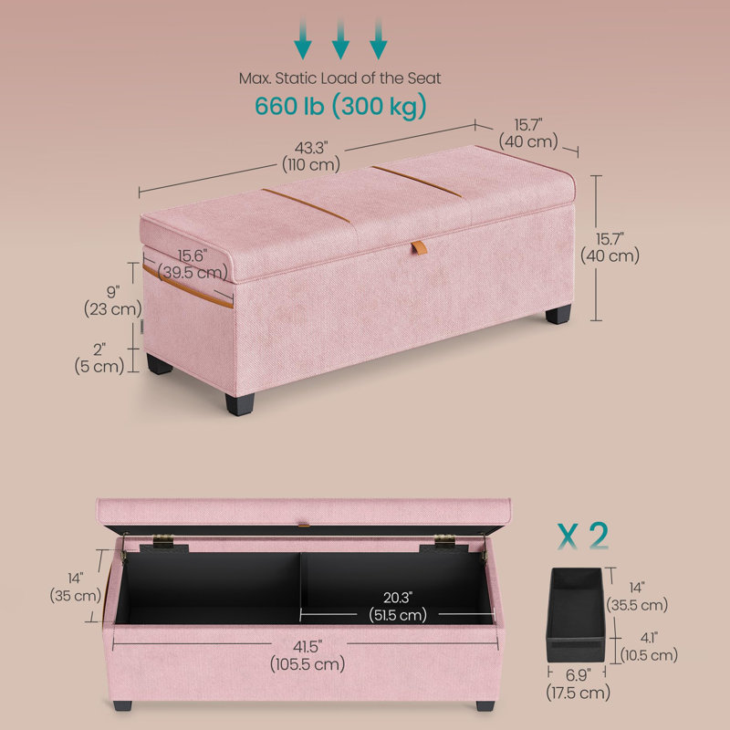 Storage Ottoman Bench, Jelly Pink