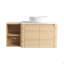 Meuble-lavabo mural 42 po avec lavabo d'art en céramique et 1 tablette de rangement, 2 portes à fermeture douce, emballage KD, contreplaqué