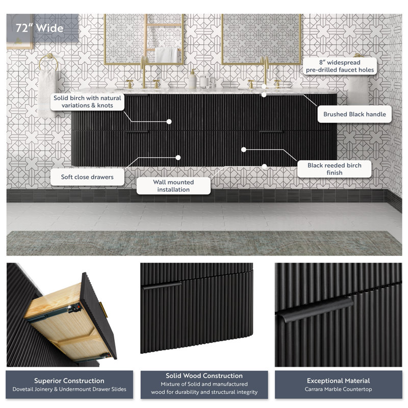 Kensington Floating Vanity 72" Double Vanity