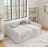 Queen Size Upholstered Daybed with Trundle & 2 Storage Drawers, Linen Fabric Sofa Bed with Vertical Stripes-974600854