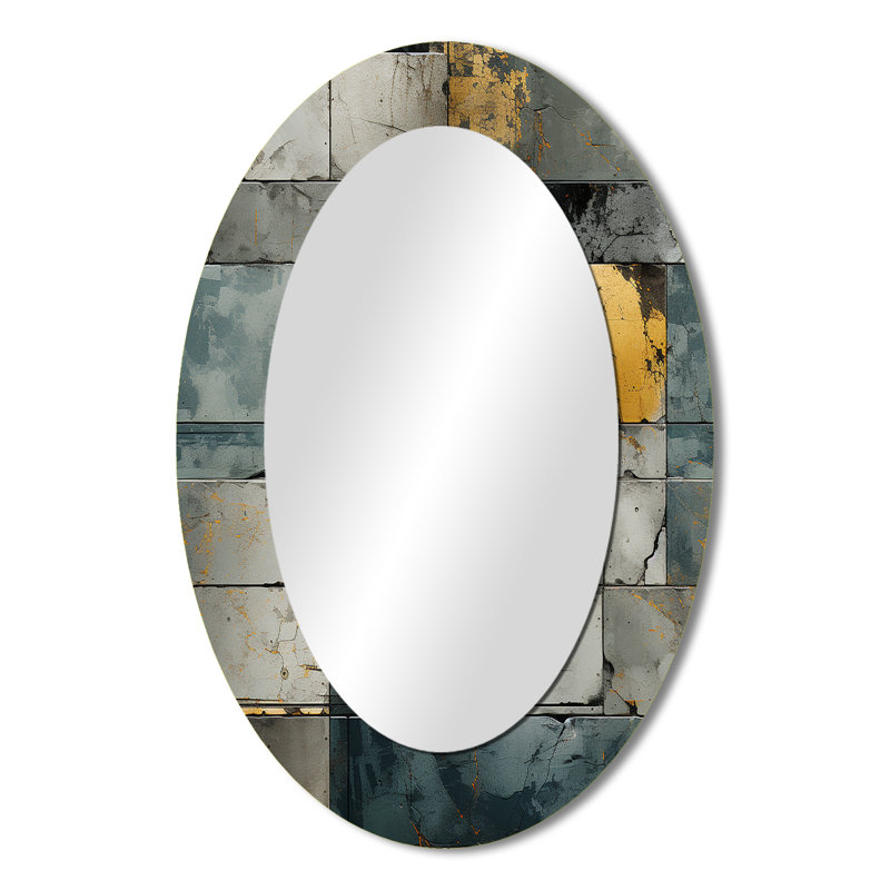 Tecumseth - Large Oval Wall Mirror On Metal, 36" H x 24" W