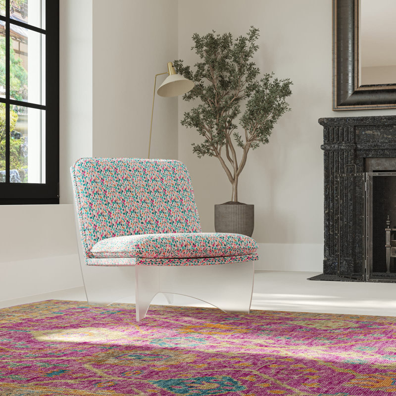 Rock My Classics Wool Oriental Area Rug in Pink/Orange, Rectangle 3' x 5'