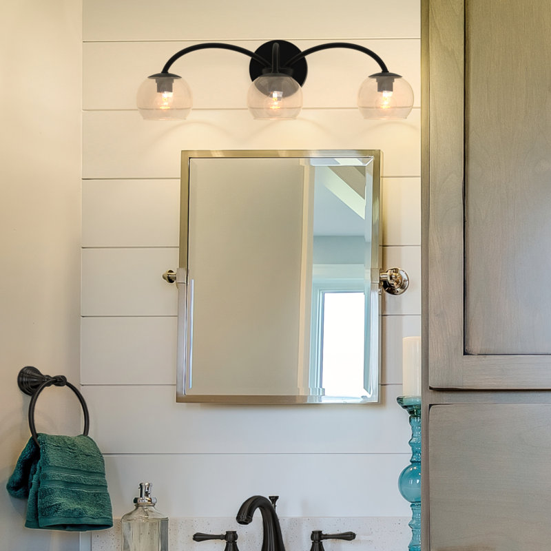 Belford Plug & Play 3-Light Vanity Light in Transitional and Modern Style-7.07 Inches Tall and 24 Inches Wide, Matte Black