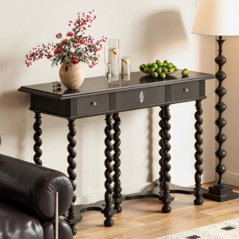 Console rétro avec tiroirs, H 33,46 po x l 51,18 po x P 16,93 po
