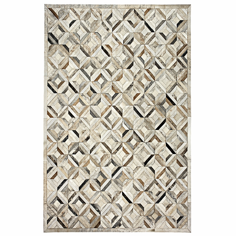 Pandora Cowhide Geometric Area Rug, Rectangle 8' x 10'