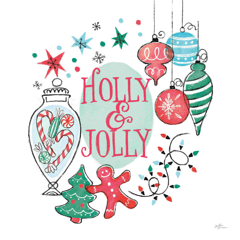 Retro Christmas IV V2 - Impression sur toile tendue, H 30 po x l 30 po