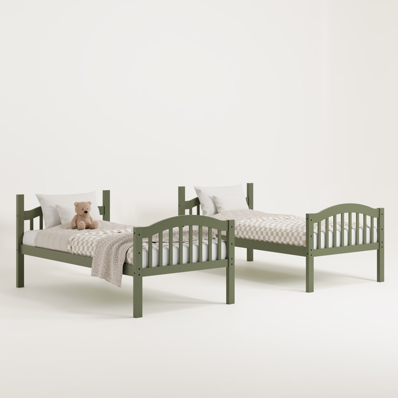 Olive Twin Over Twin Wood Bunk Bed with Drawers