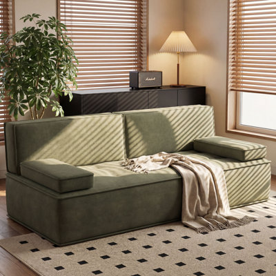 79" Modern Modular Sofa with Movable Back Cushions, Zero-Assembly Velvet Couch with Pocket Spring Support, Sage Green