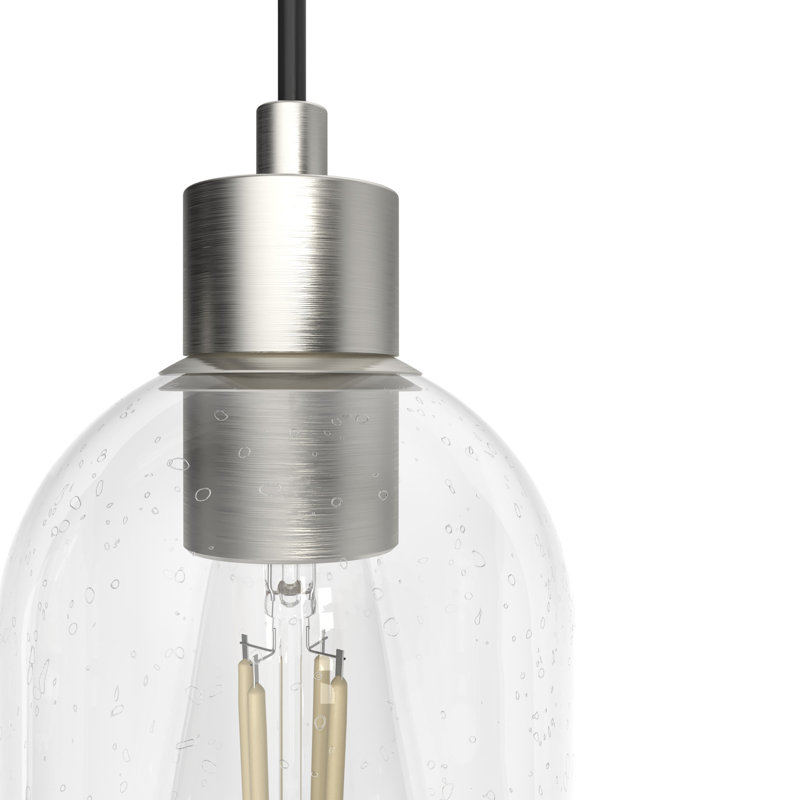 Lochemeade 3 Light Linear Cylinder Pendant, Brushed Nickel, Clear