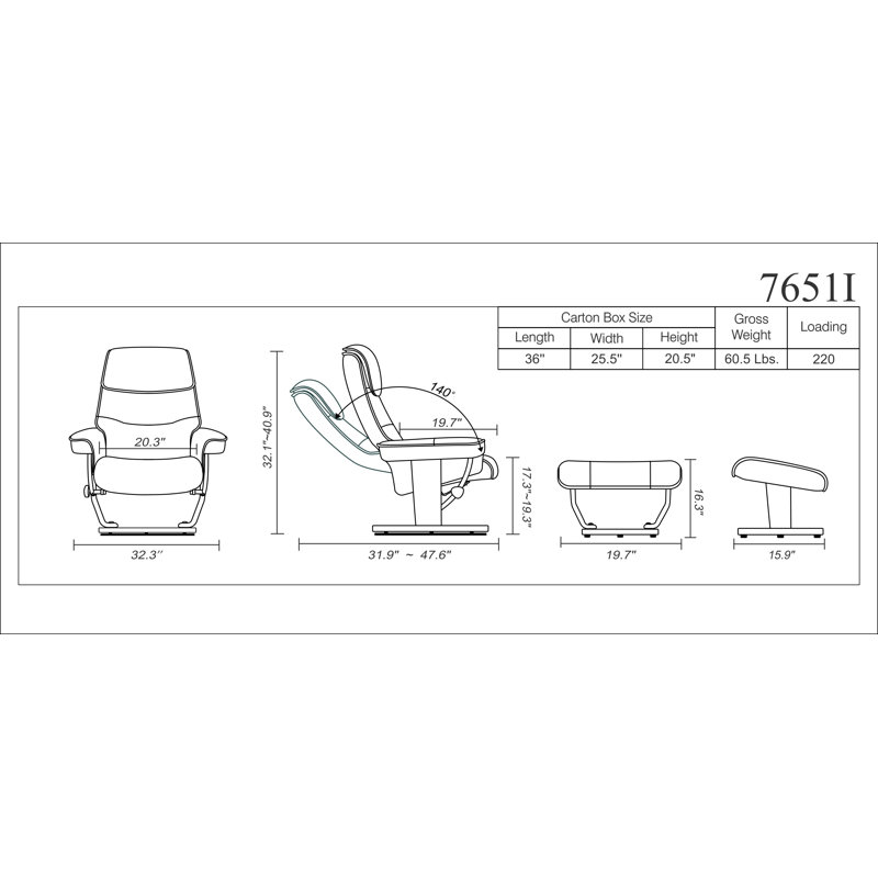 Fauteuil inclinable pivotant rembourré avec repose-pieds - pivotant à 360 °, inclinable à 135 °