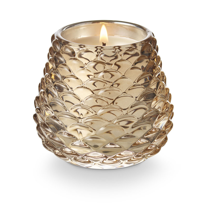 Bougie en verre Woodfire, Doré
