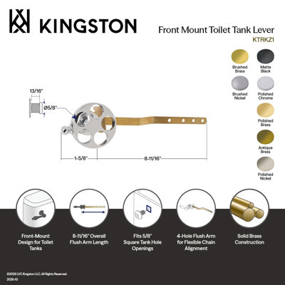 Levier de réservoir de toilette à montage latéral Kingston Brass Wendell