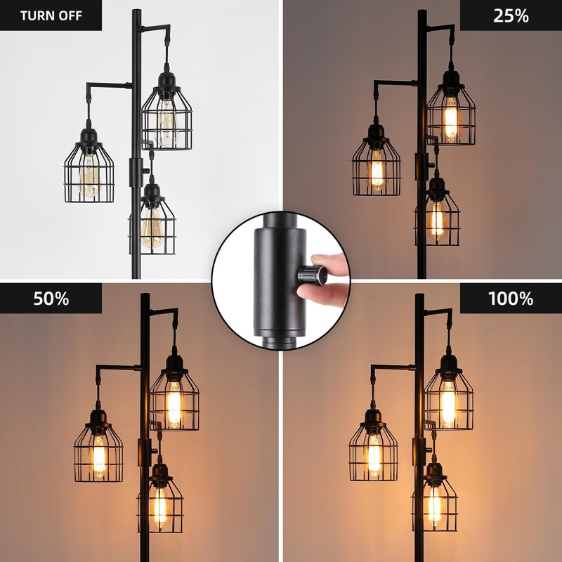 Lampe sur pied Industrial Farmhouse, Noir