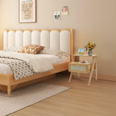 Fairmount Bamboo Rattan Nightstand with Drawer & Open Shelf